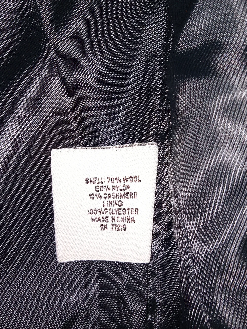 Pronto Uomo Mens 42L Wool Cashmere Blend Black Overcoat Top Coat Long Coat